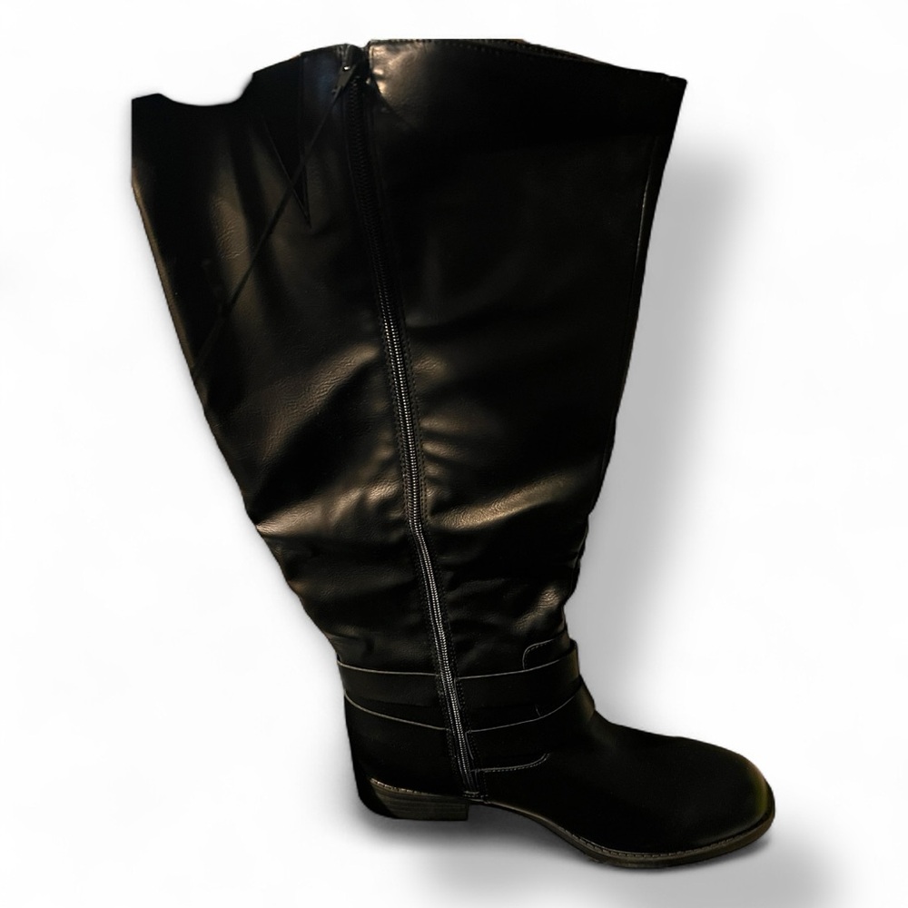Wide Calf Black Knee Boots 11M